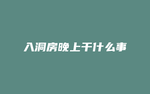 入洞房晚上干什么事