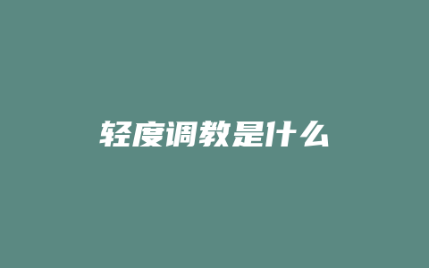 轻度调教是什么